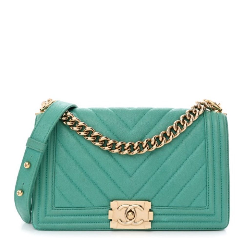 Chanel Caviar Chevron Medium Boy Bag